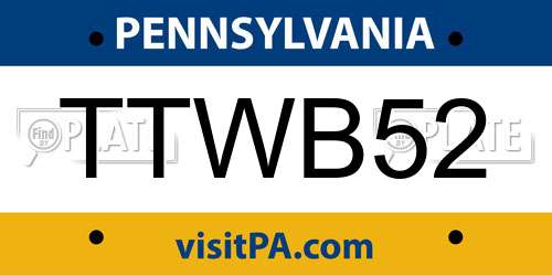 TTWB52 Pennsylvania License Plate