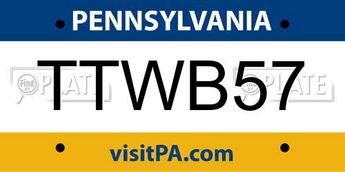 TTWB57 Pennsylvania License Plate