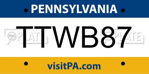 TTWB87 Pennsylvania License Plate
