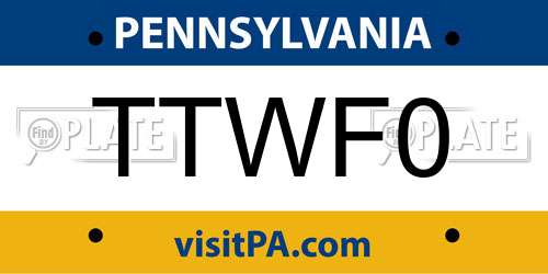 TTWF0 Pennsylvania License Plate