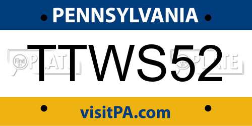 TTWS52 Pennsylvania License Plate