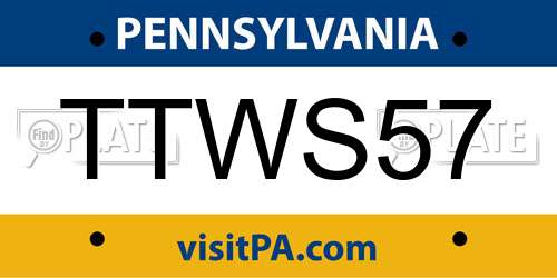 TTWS57 Pennsylvania License Plate