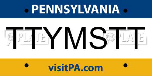 TTYMSTT Pennsylvania License Plate