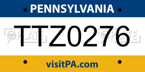 TTZ0276 Pennsylvania License Plate