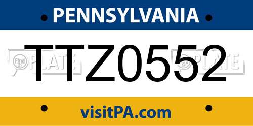 TTZ0552 Pennsylvania License Plate