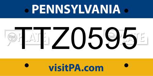 TTZ0595 Pennsylvania License Plate