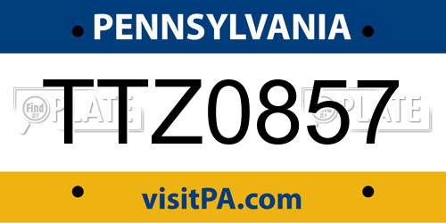 TTZ0857 Pennsylvania License Plate