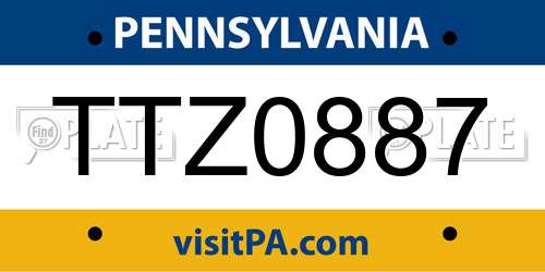 TTZ0887 Pennsylvania License Plate