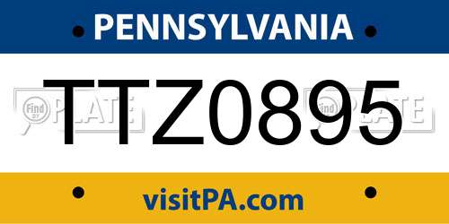 TTZ0895 Pennsylvania License Plate