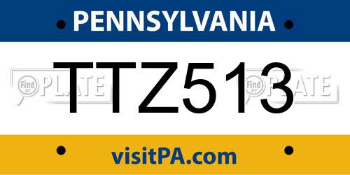 TTZ513 Pennsylvania License Plate