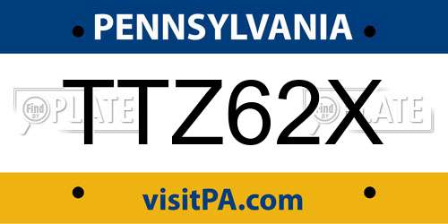TTZ62X Pennsylvania License Plate