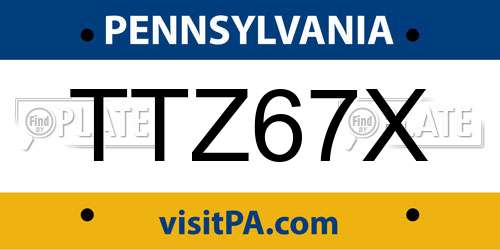 TTZ67X Pennsylvania License Plate