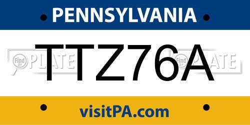 TTZ76A Pennsylvania License Plate