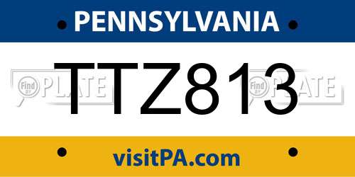 TTZ813 Pennsylvania License Plate