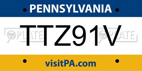TTZ91V Pennsylvania License Plate