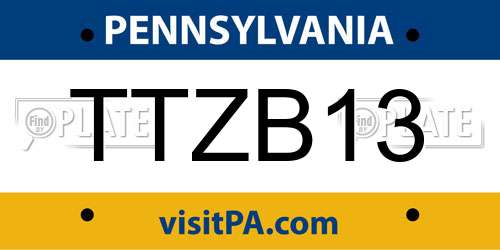 TTZB13 Pennsylvania License Plate