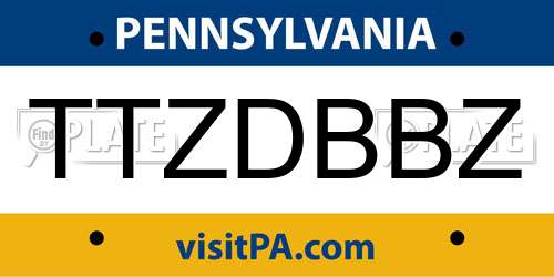 TTZDBBZ Pennsylvania License Plate