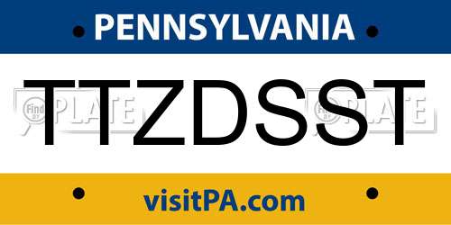 TTZDSST Pennsylvania License Plate