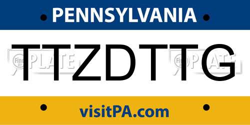 TTZDTTG Pennsylvania License Plate