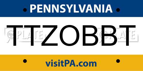 TTZOBBT Pennsylvania License Plate