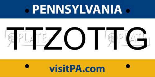 TTZOTTG Pennsylvania License Plate