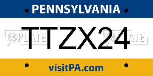 TTZX24 Pennsylvania License Plate