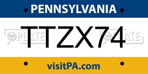TTZX74 Pennsylvania License Plate
