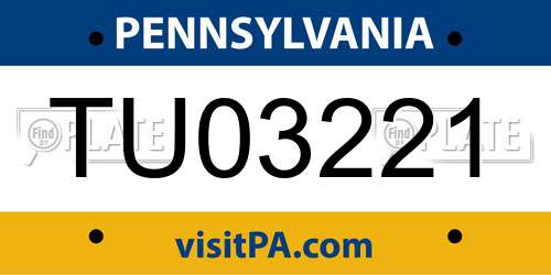 TU03221 Pennsylvania License Plate