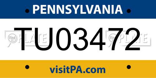 TU03472 Pennsylvania License Plate