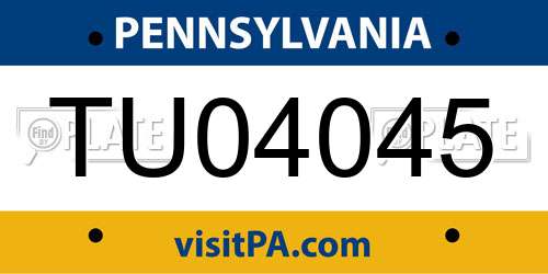 TU04045 Pennsylvania License Plate