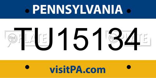 TU15134 Pennsylvania License Plate