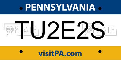 TU2E2S Pennsylvania License Plate