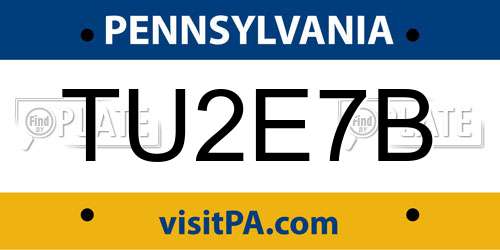 TU2E7B Pennsylvania License Plate