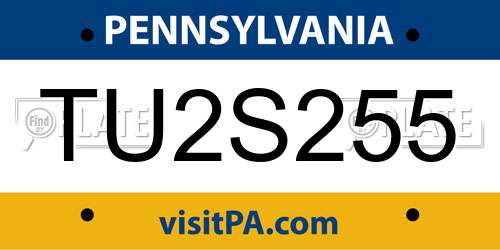TU2S255 Pennsylvania License Plate