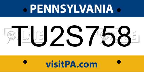 TU2S758 Pennsylvania License Plate