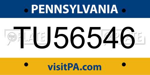 TU56546 Pennsylvania License Plate