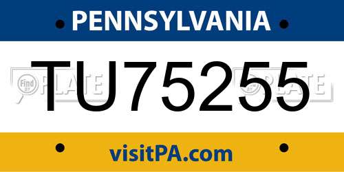 TU75255 Pennsylvania License Plate