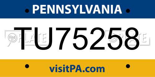 TU75258 Pennsylvania License Plate