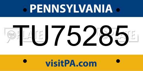 TU75285 Pennsylvania License Plate