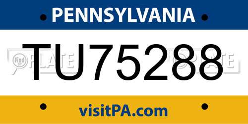 TU75288 Pennsylvania License Plate
