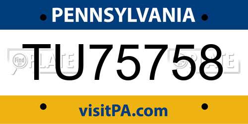TU75758 Pennsylvania License Plate