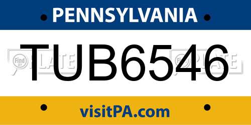 TUB6546 Pennsylvania License Plate