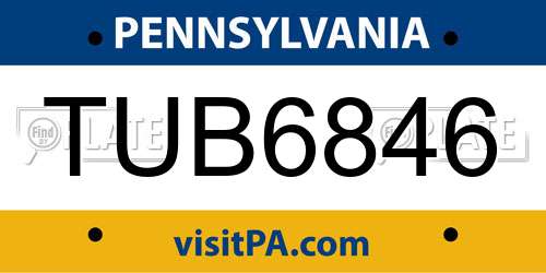 TUB6846 Pennsylvania License Plate