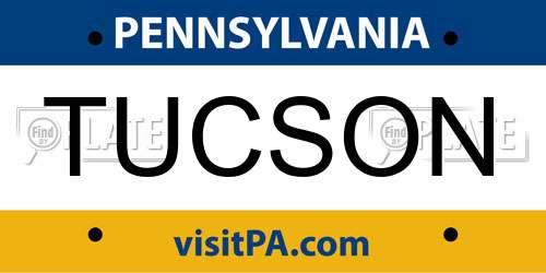TUCSON Pennsylvania License Plate