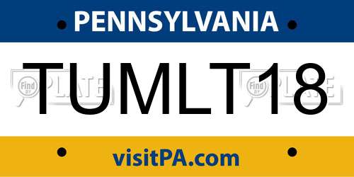 TUMLT18 Pennsylvania License Plate