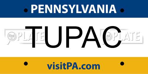 TUPAC Pennsylvania License Plate