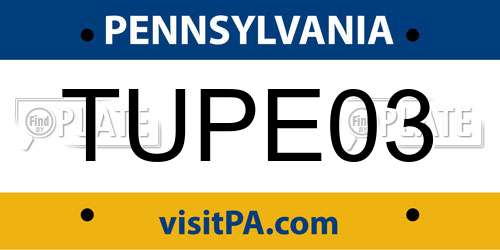 TUPE03 Pennsylvania License Plate