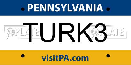 TURK3 Pennsylvania License Plate
