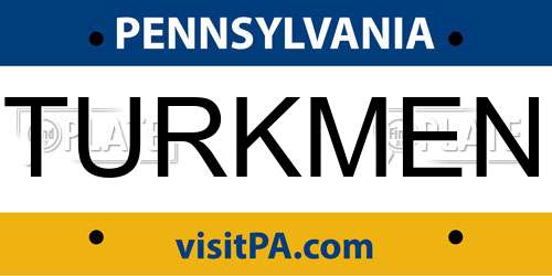 TURKMEN Pennsylvania License Plate