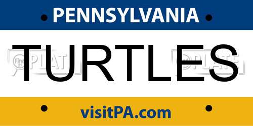 TURTLES Pennsylvania License Plate